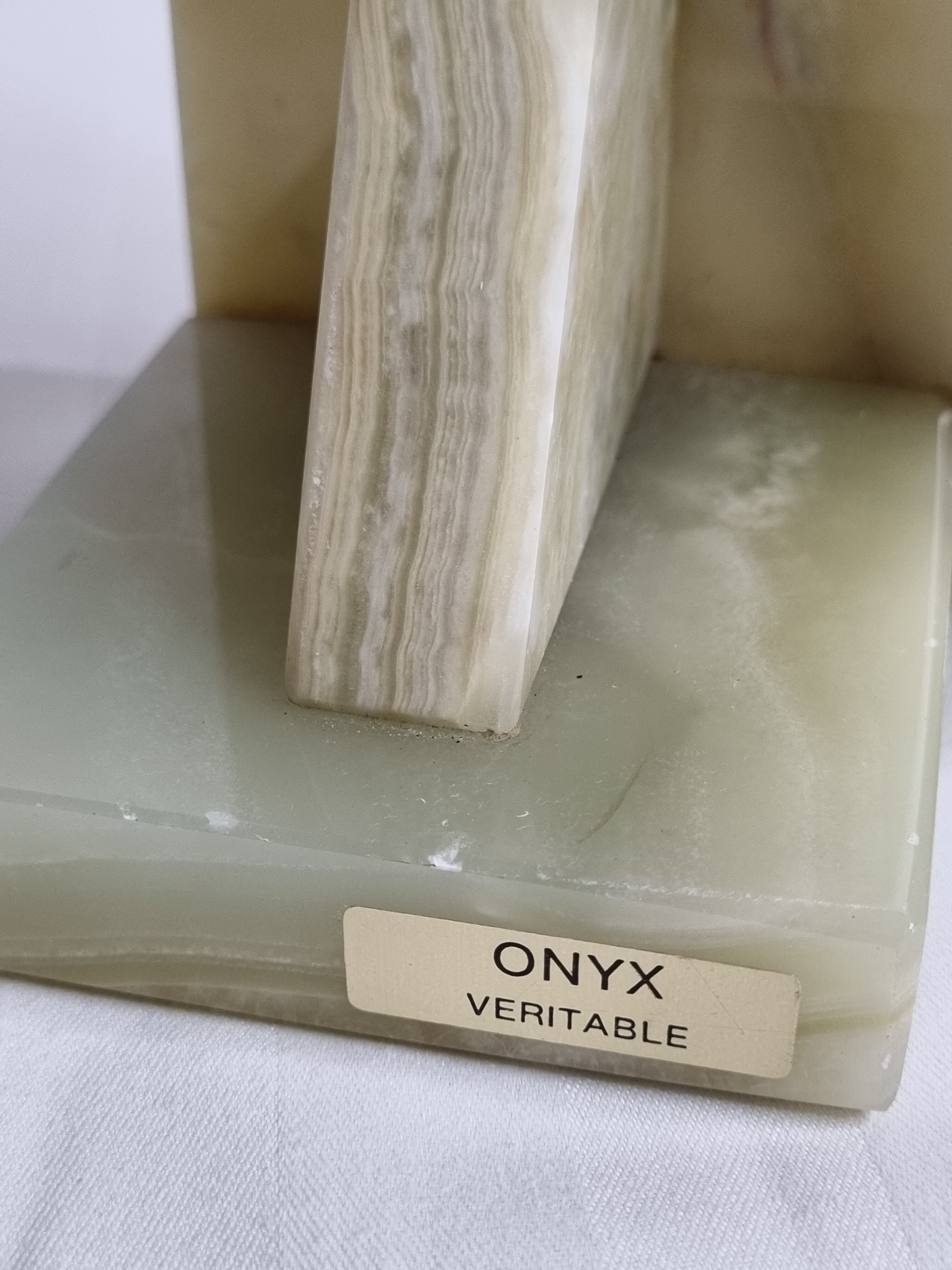 Pair of vintage onyx bookends, 70s, 14.5 cm