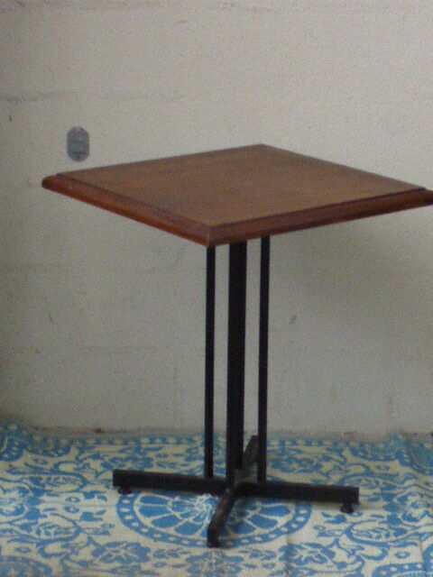 Table Bistro square wooden base metal vintage 1950/60