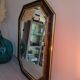 Octagonal vintage marbled mirror brown 61 x 82 cm