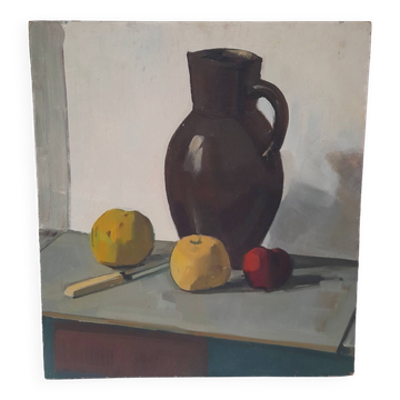 Nature morte cruche et fruits d'après Oscar Verpoorten