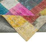 Tapis de patchwork turc surteint fait à la main 203 cm x 301 cm multicolor patchwork