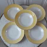 Lot de 5 assiettes creuses Badonviller jaune poussin années 50-60