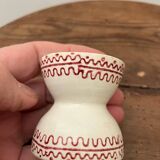 Vintage diabolo-shaped egg cup with burgundy patterns