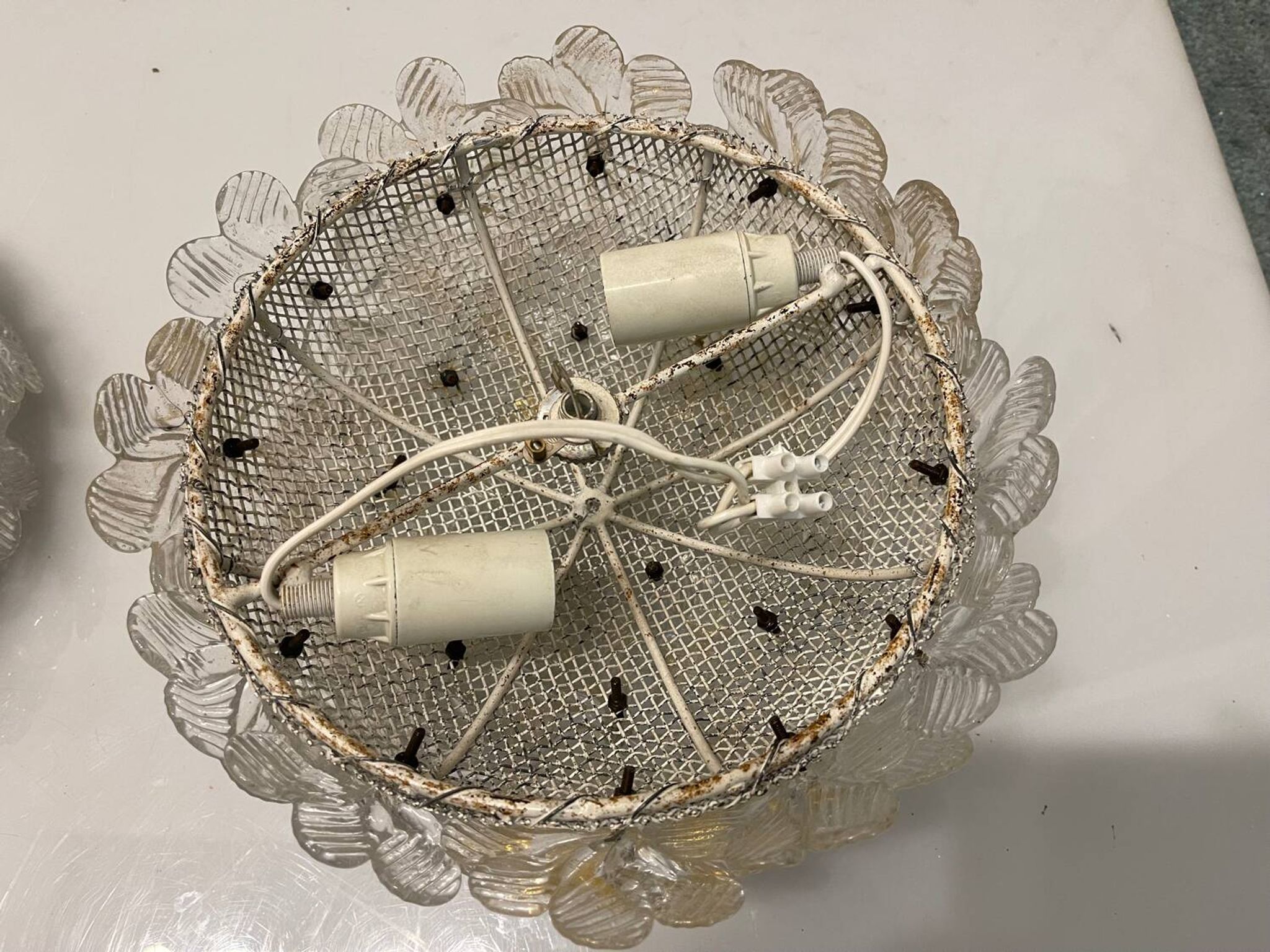 Lot de 2 appliques/plafonniers en verre de Murano par Seguso années 1960