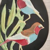 decorative oval bird plate Vallauris