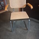 Breuer armchair with chrome tube frame and canework, 1980s Italy