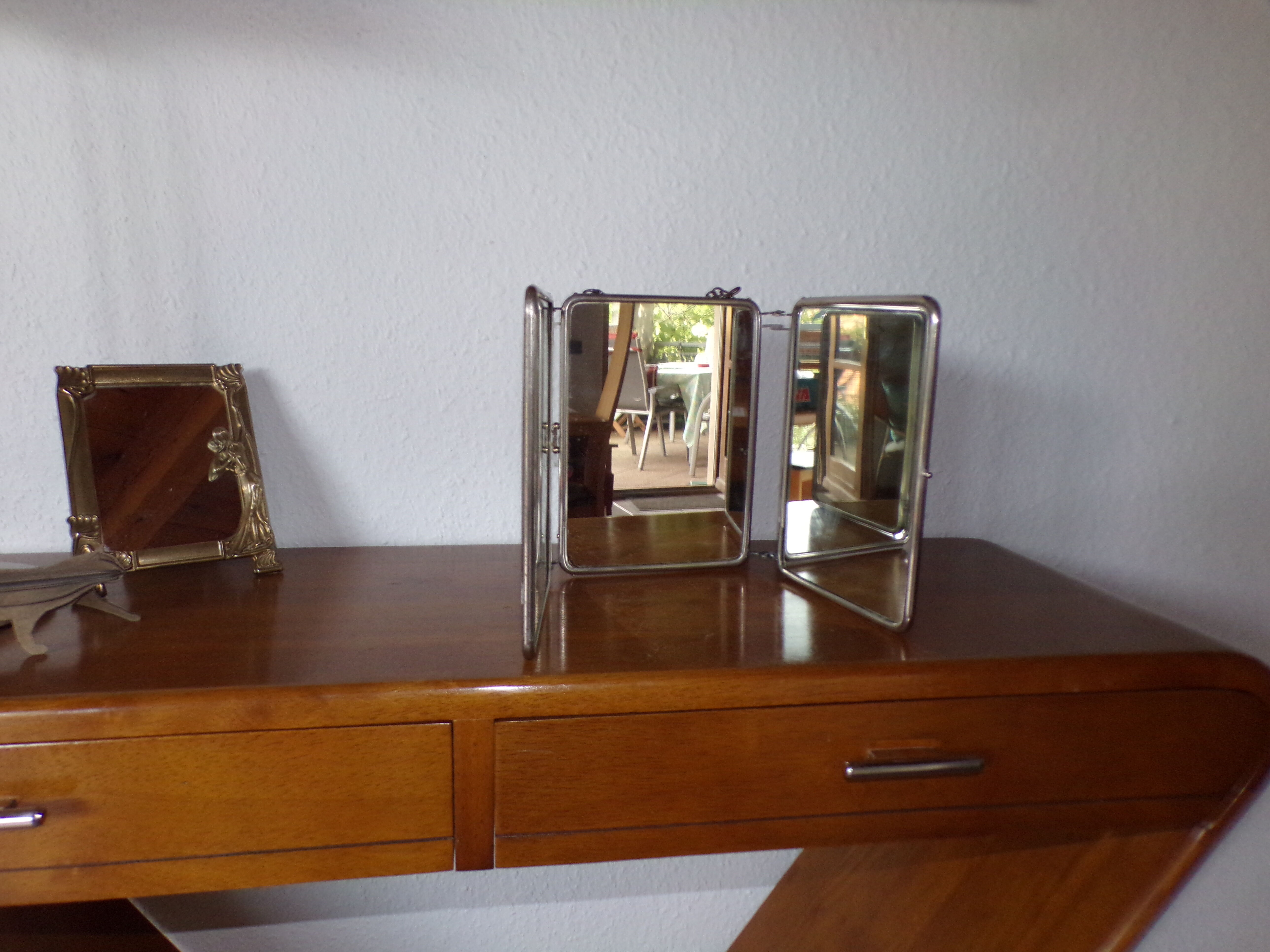 Old tryptic barber mirror