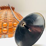 70s woven wicker pendant light