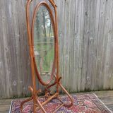Vintage rattan psyche mirror