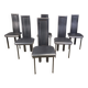 Set of 6 post modern black leather dining chairs, 1980s