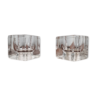 Paire de lampes Ice Cube en verre transparent, Peill & Putzler, années 70