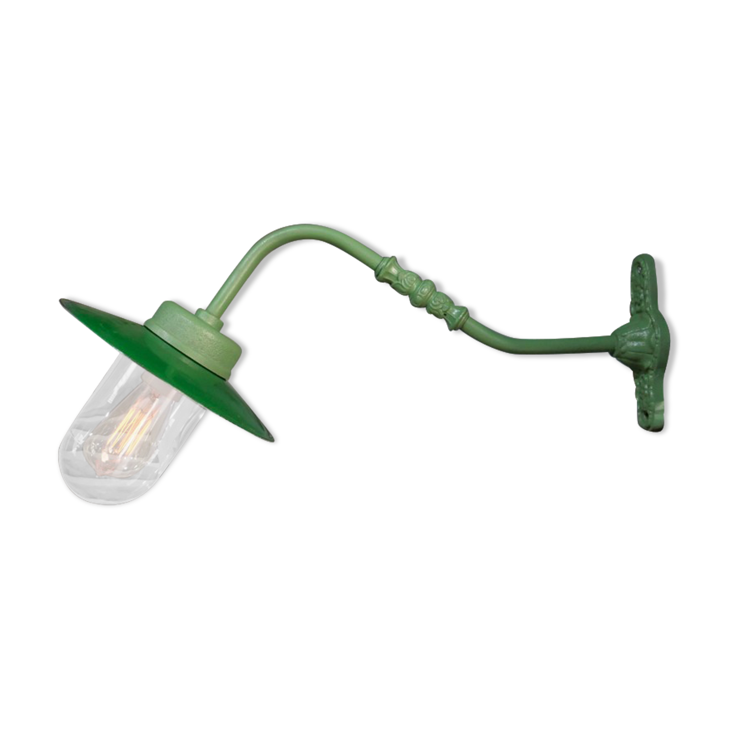 Green gooseneck courtyard wall lamp
