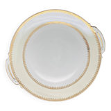 Plat à gâteaux en porcelaine de Limoges liseré jaune et doré