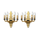 Pair of L'Originale wall sconces plated with 24-carat gold featuring four bronze candles.