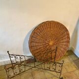Rattan table with folding legs
