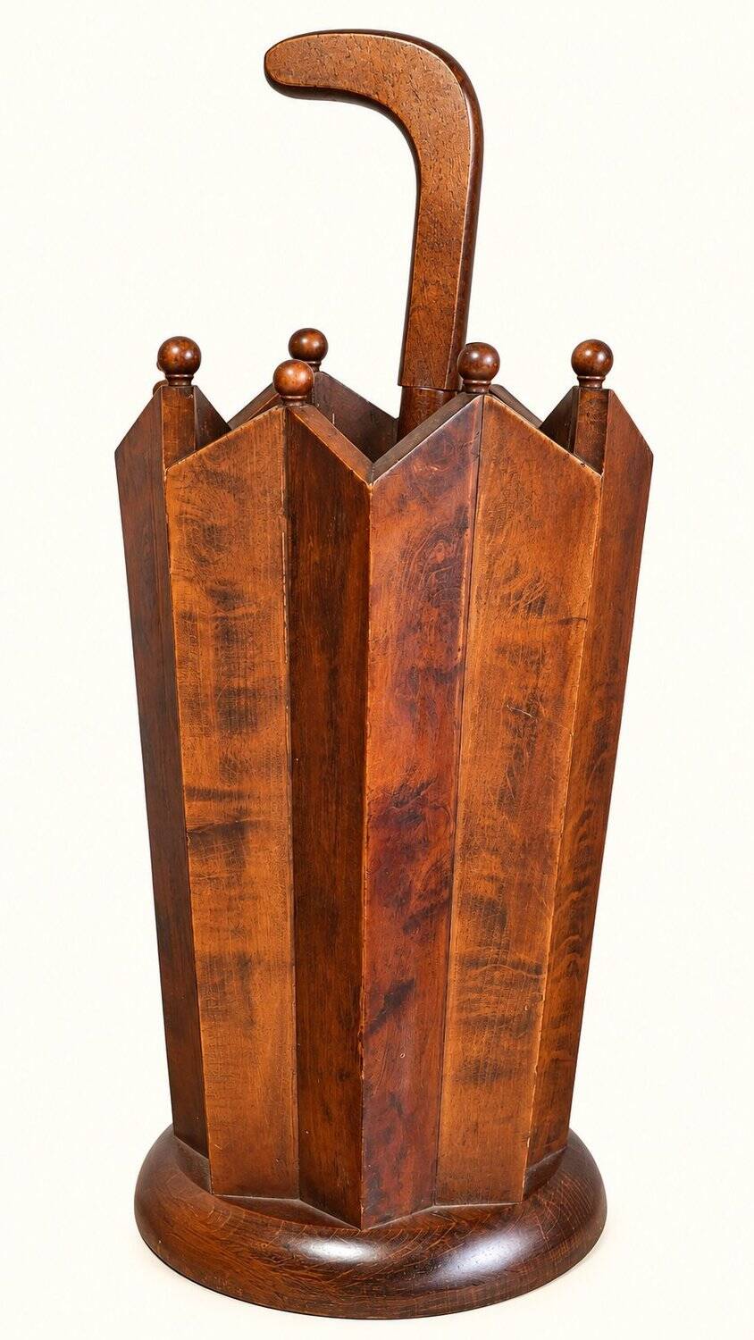 Porte-parapluies en bois massif sculpté, art deco