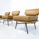 Mid-Century Modern 'Elettra' Set of 3 Armchairs by Stdio BBPR for Arflex, Leather and Iron, 1950s
