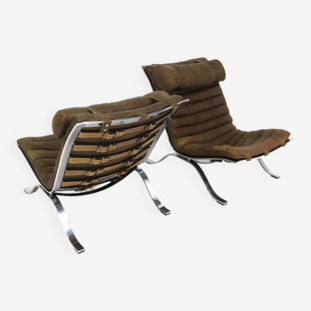 Set de fauteuils scandinave en cuir "Ari", Arne Norell, Suède, 1960