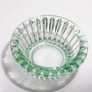 Green crystal glass bowl ashtray, mid-century, Italy, 1970s.