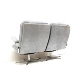 Vintage 2-seater sofa with gray suede upholstery made in the 1970s