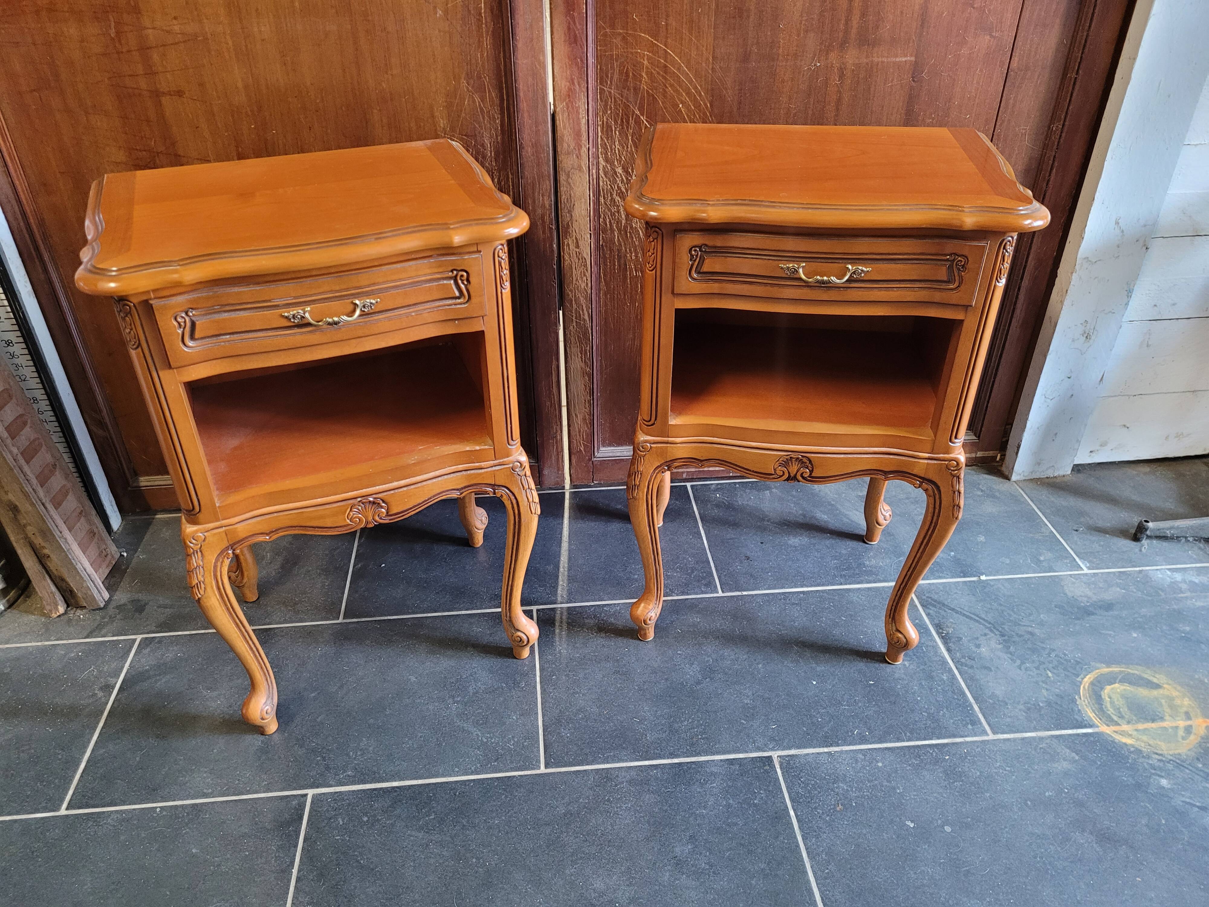 Pair of Louis XV style cherry bedside table