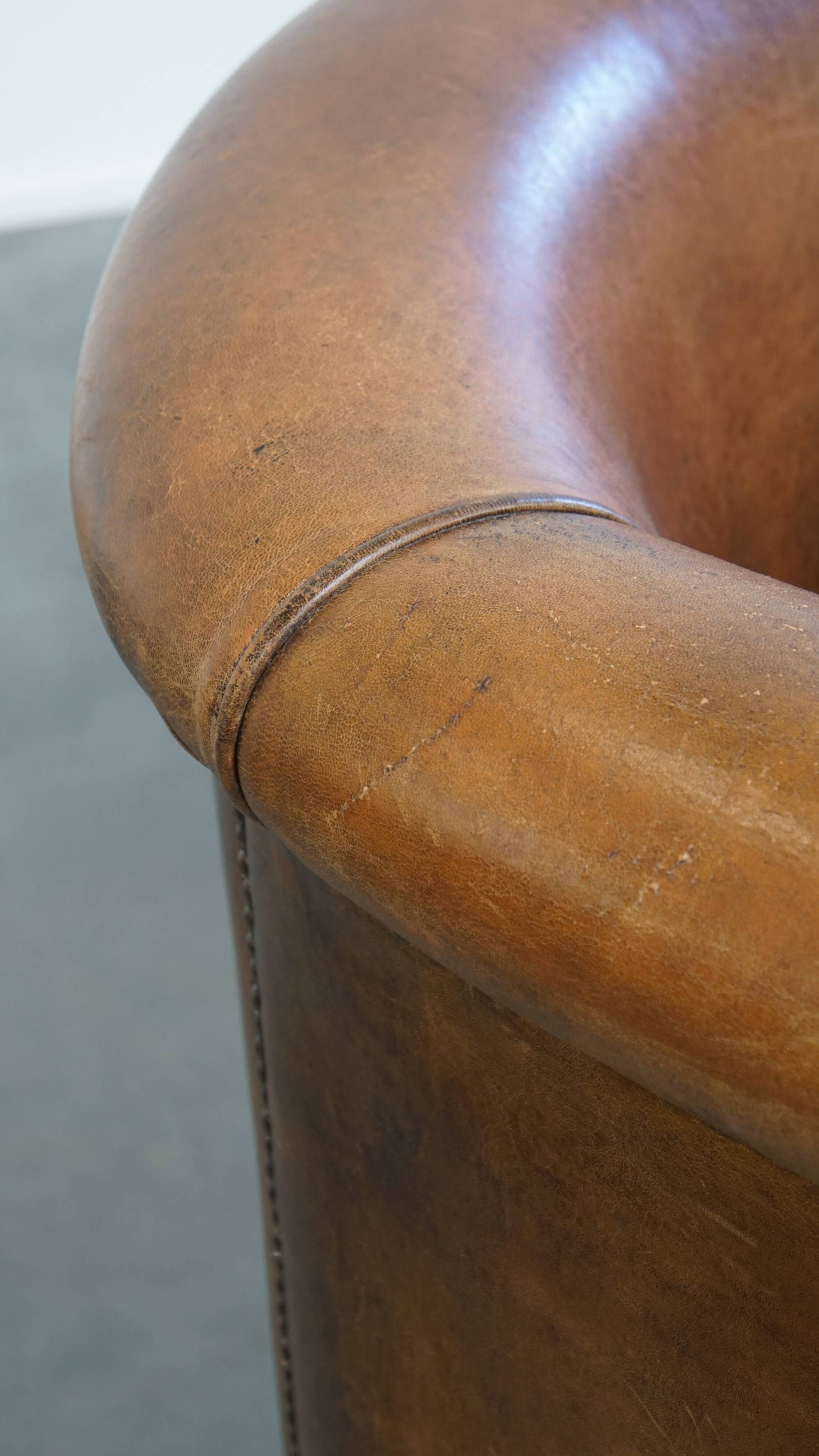 Vintage Sheepskin Leather Club Chair