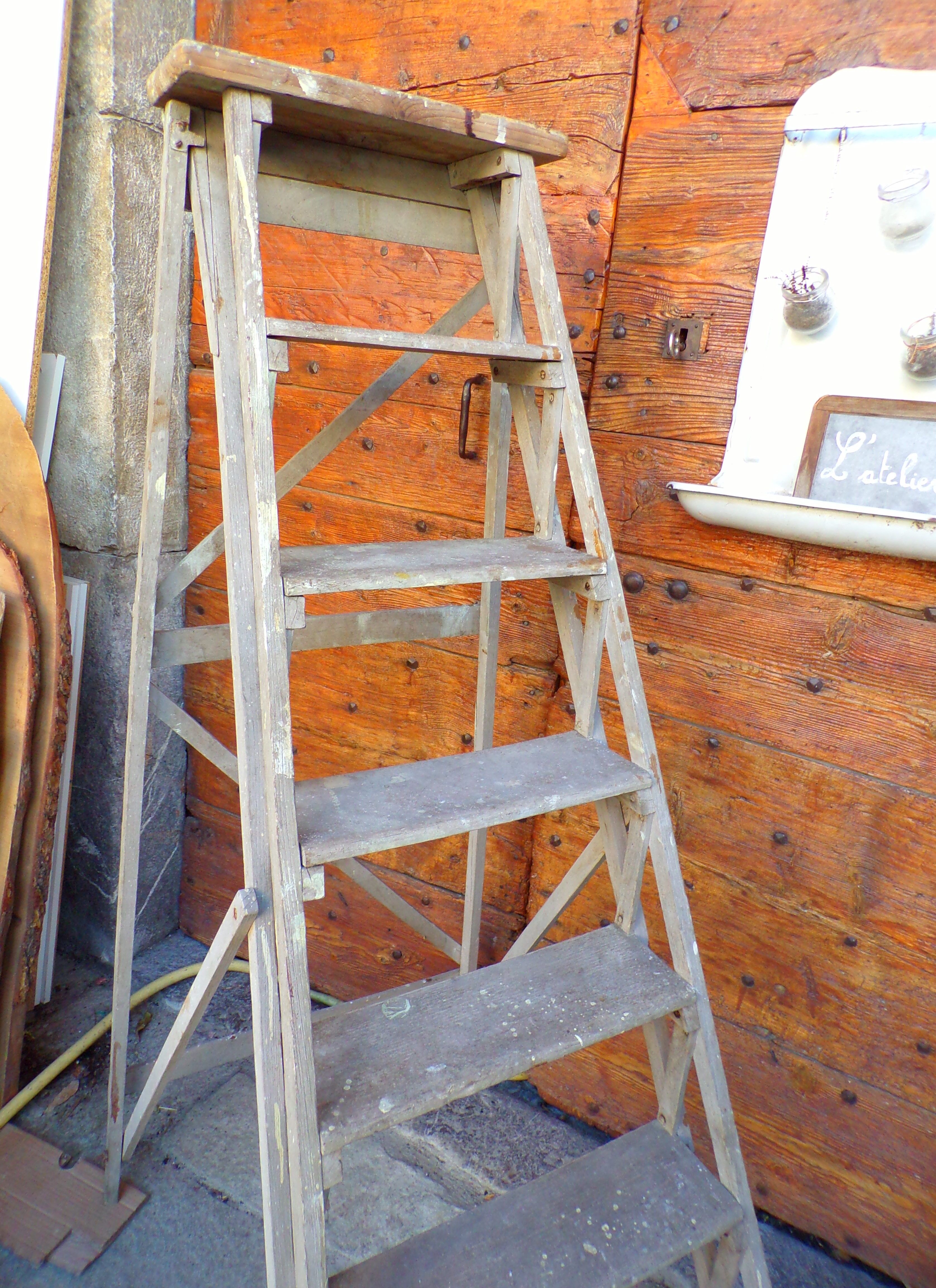 Ancient wooden stepladder