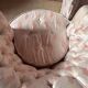 Pair of vintage 1970s cabriolet armchairs in Hollywood Regency style with satin pink upholstery.