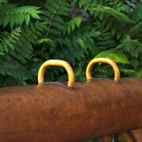 Gymnastic Leather Pommel Horse Bench with Wooden Handles, 1920s