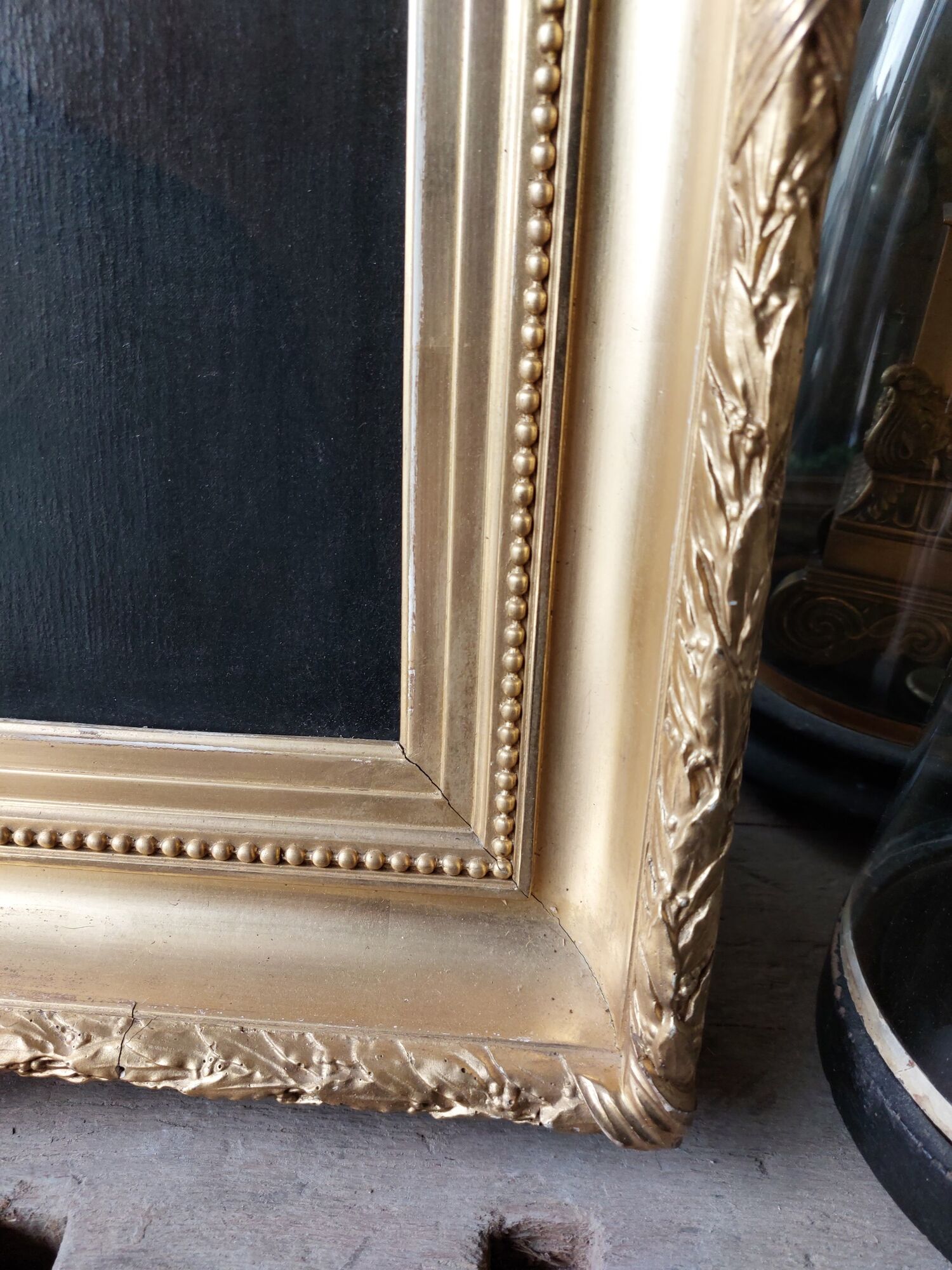 Painting Portrait of an ancient man 19th with gilded wooden frame