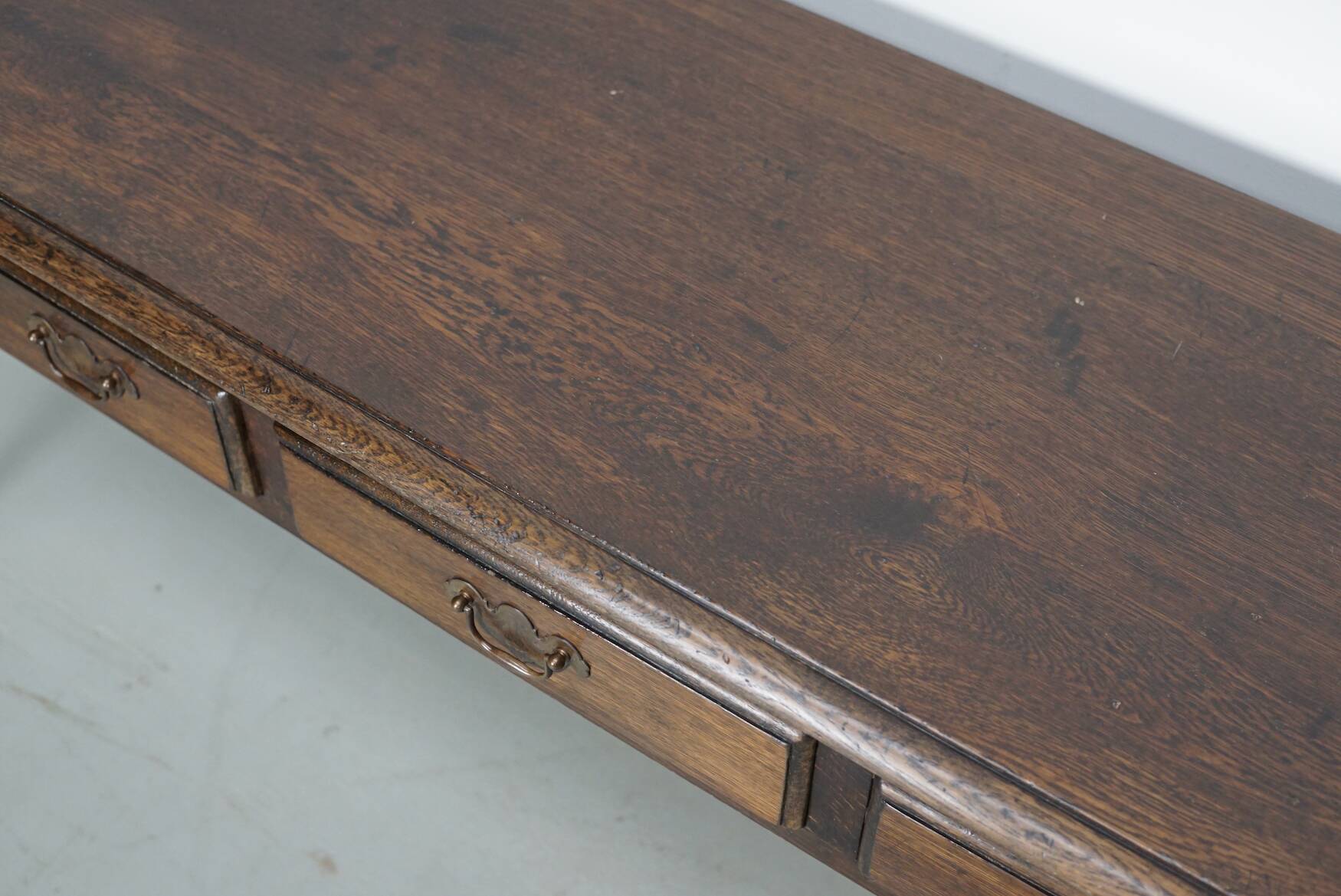 Vintage English Rustic Farmhouse Oak Side Table, 1950s