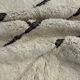 Large Berber M'rirt rug in cream and black wool, Moroccan rug.