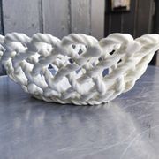 Vintage woven ceramic fruit bowl