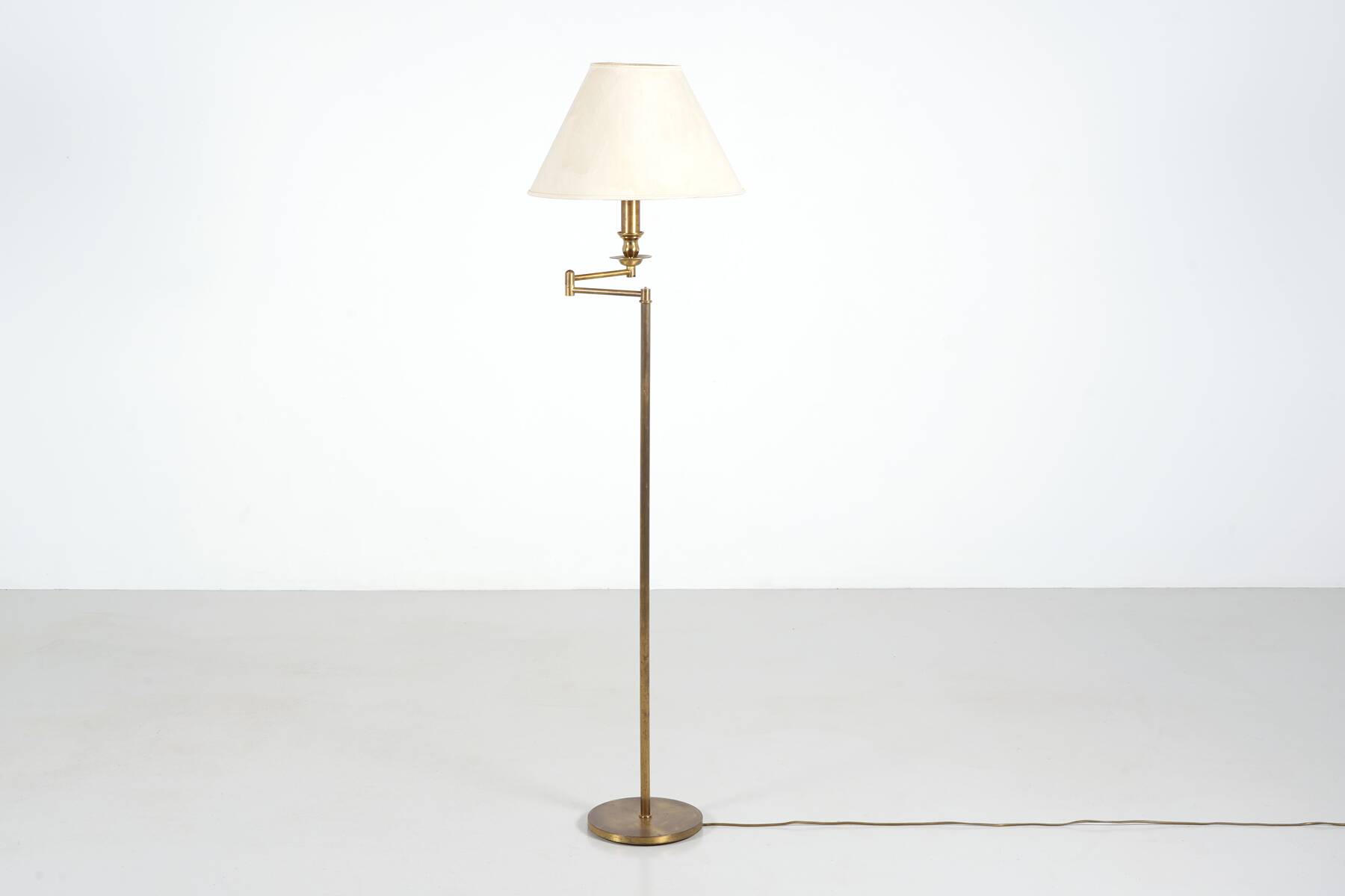 1980s patinated brass reading lamp