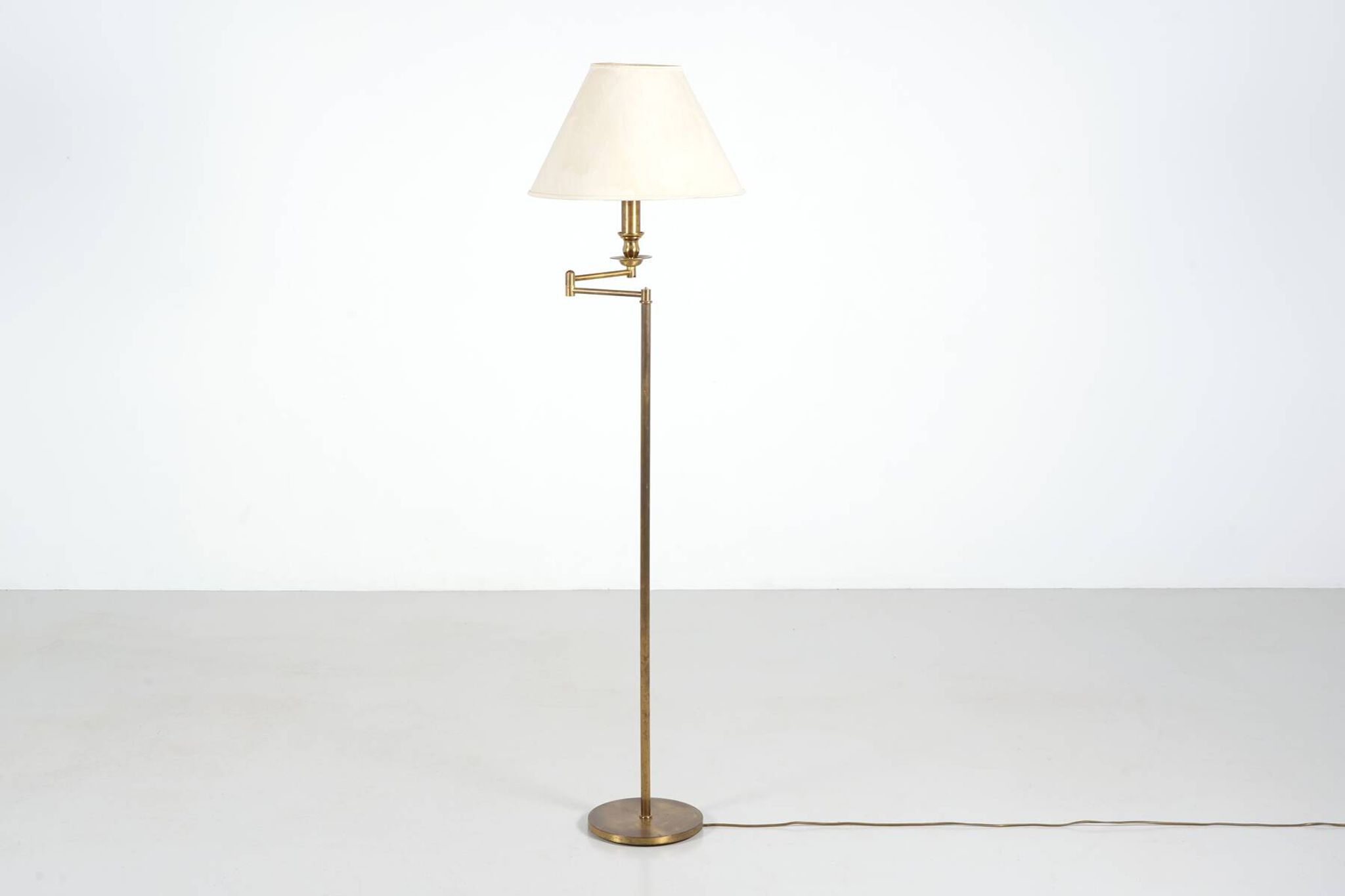 1980s patinated brass reading lamp
