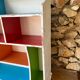 Wall-mounted or free-standing wooden locker shelf