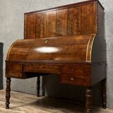 Important Louis Philippe Period Cylinder Desk / Restoration in speckled mahogany