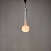 Stilnovo Pendant in Milk Glass and Brass, Italy 1960's
