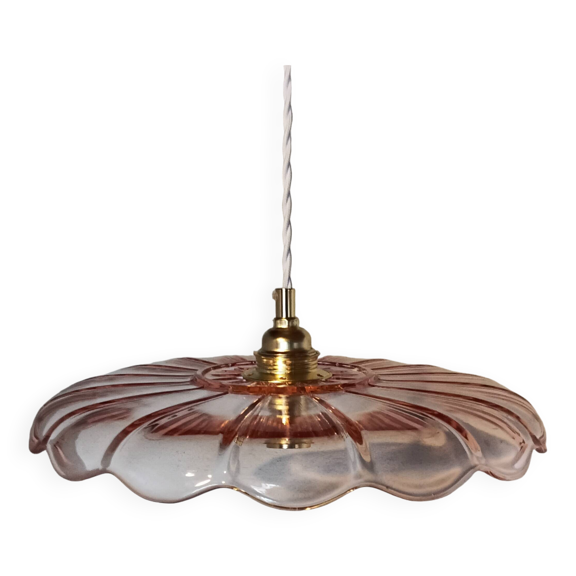 Vintage pink glass pendant light