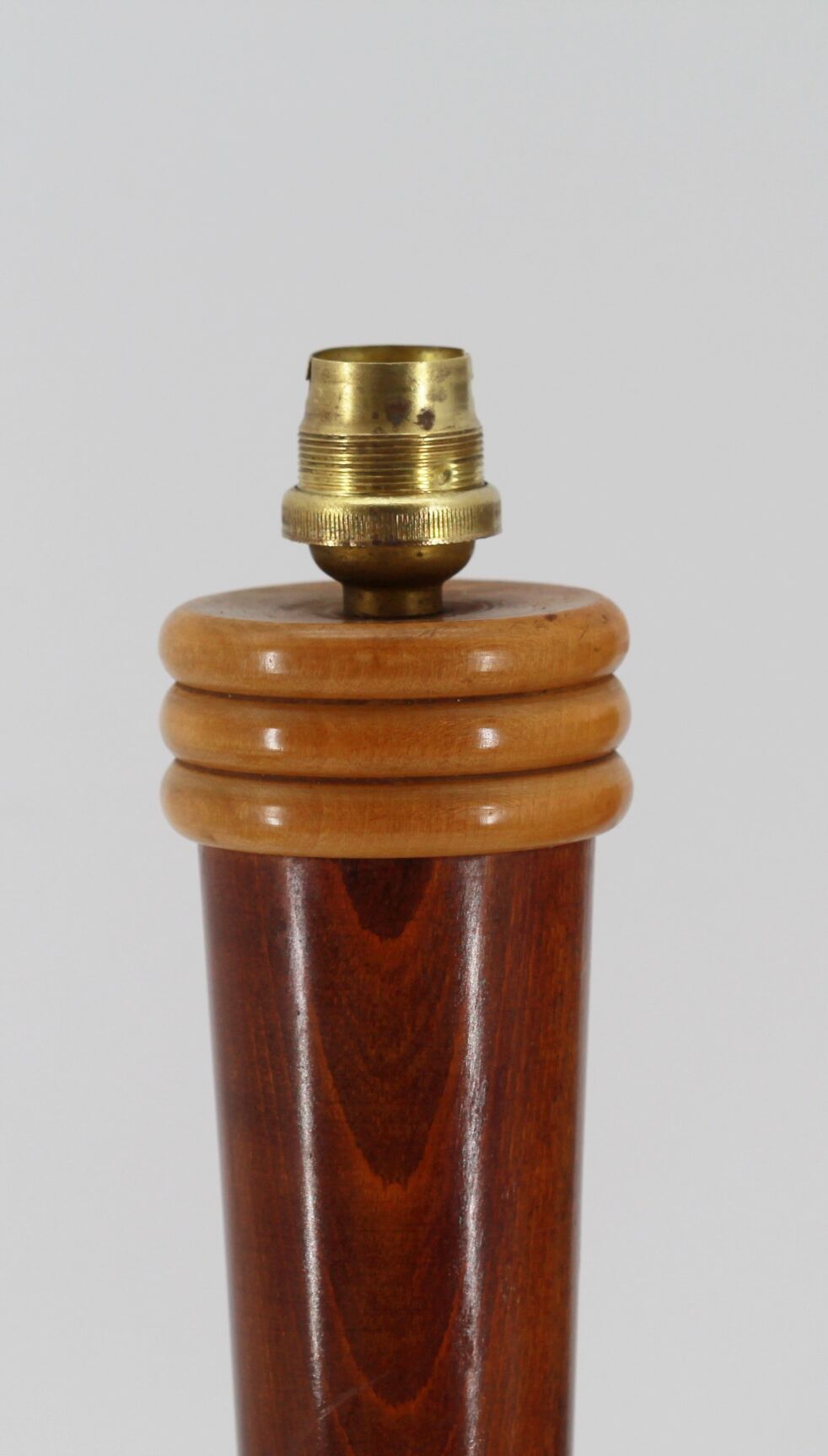 old lamp foot in wood and brass