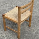 Vintage dining chairs set of 6 oak and rattan design minimalist design
