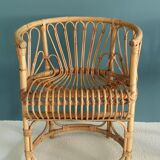 Pair of armchairs in rattan 50s