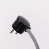 Space Age Floor Lamp, White Glass Lampshade, Wooden Base, 1960s