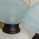 Set of 2 Murano glass shell lamps - light blue table lamp - vintage Space Age design Italy - 1980s