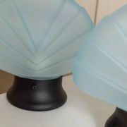 Set of 2 Murano glass shell lamps - light blue table lamp - vintage Space Age design Italy - 1980s