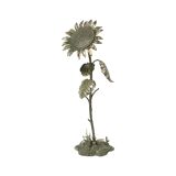 Grand cendrier tournesol en bronze argenté S. Agudo 62 cm