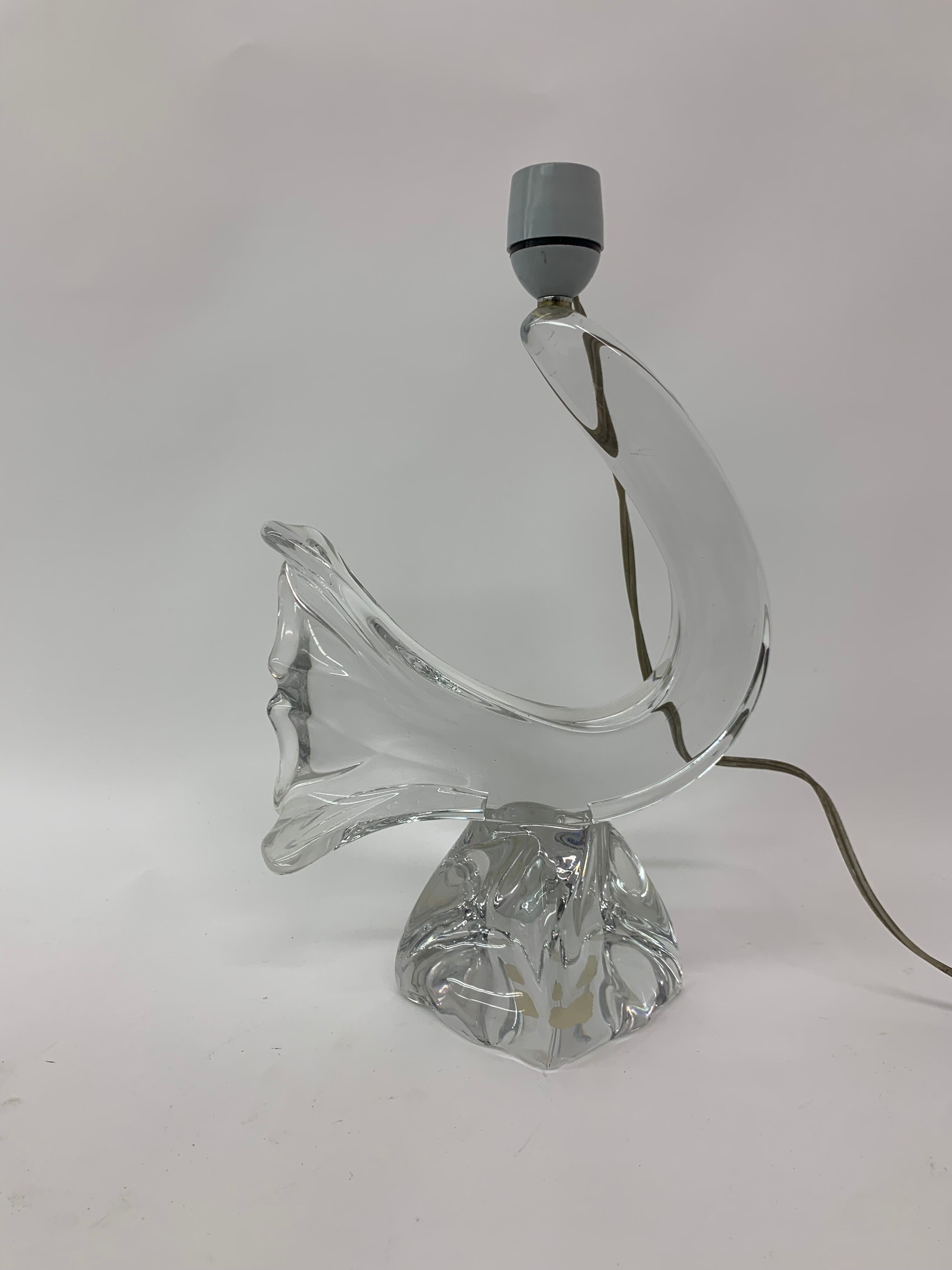 Set of 2 Daum France crystal table lamp , 1950's