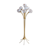 Italian lamppost 10 lights golden crystal balls 1960