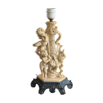 Lamp foot decorations cherubs in Santini resin