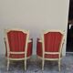 Pair of Louis XVI style bergère armchairs, antique.